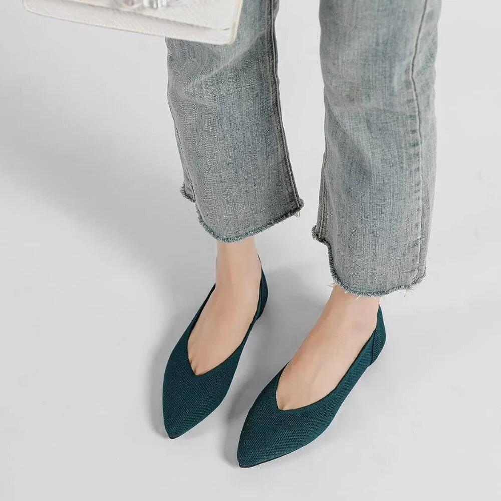 Semwiss Women's Green Ballet Pointed Toe Flats Comfortable Casual Dressy Shoes